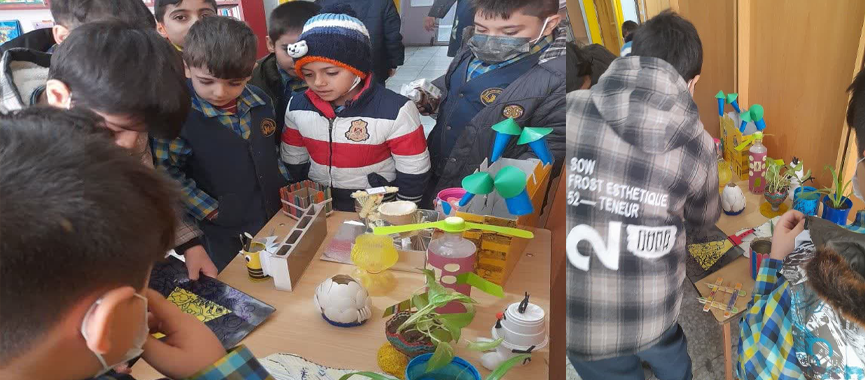 نمایشگاه کاردستی های دانش آموزان کلاس سوم